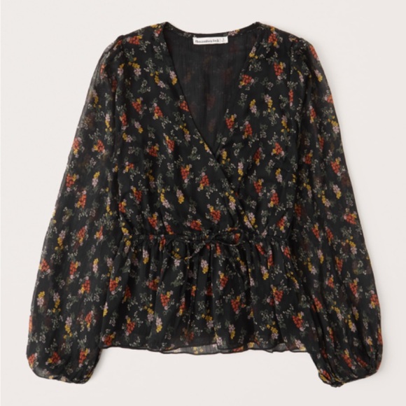 Abercrombie & Fitch Tops - Abercrombie Women's Long-Sleeve Wrap Chiffon Blouse